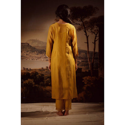 Tatwa Designs Mustard Juhi Yoke Kurta (Set of 3)