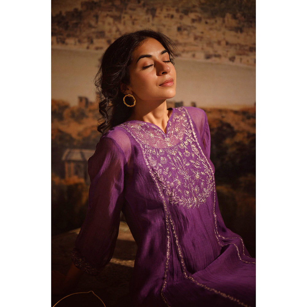 Tatwa Designs Purple Midnight Kurta (Set of 3)