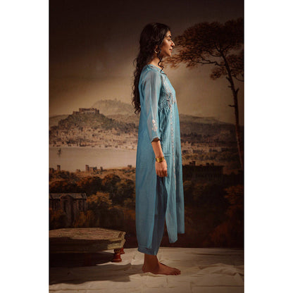 Tatwa Designs Turquoise Midnight Kurta (Set of 3)