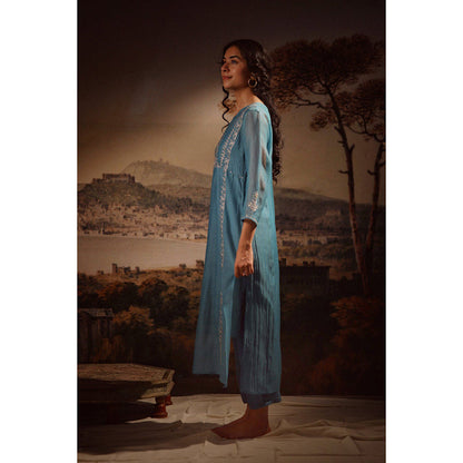 Tatwa Designs Turquoise Midnight Kurta (Set of 3)