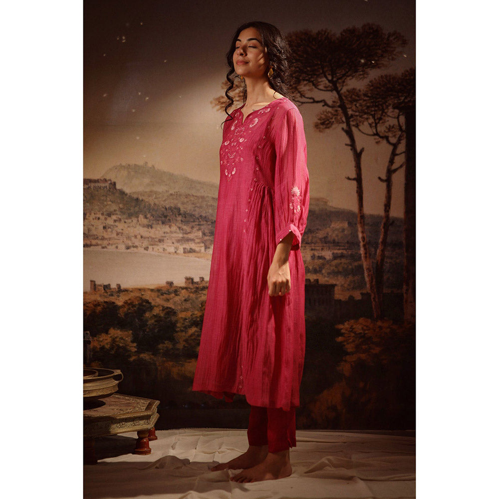 Tatwa Designs Hotpink Juhi Yoke Kurta (Set of 3)