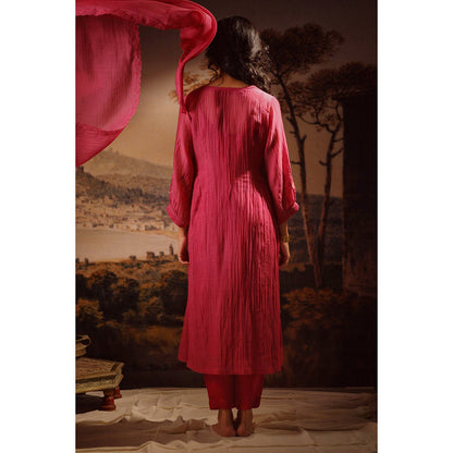 Tatwa Designs Hotpink Juhi Yoke Kurta (Set of 3)