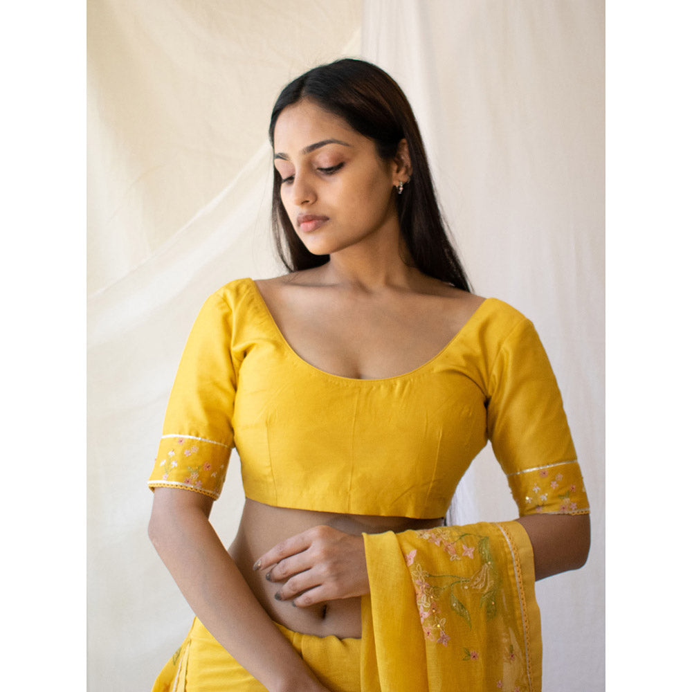 Tatwa Designs Mustard Miniature Chanderi Blouse