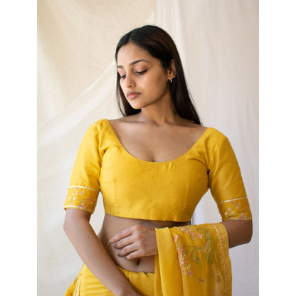 Tatwa Designs Mustard Miniature Chanderi Blouse