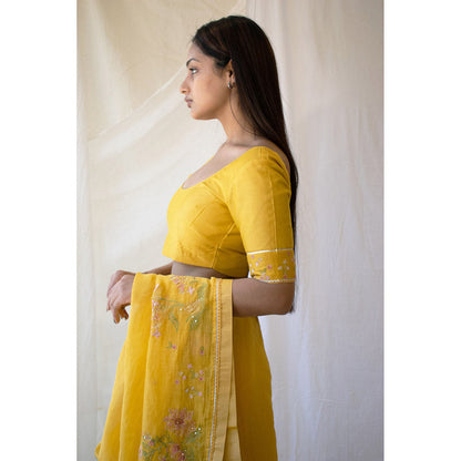 Tatwa Designs Mustard Miniature Chanderi Blouse