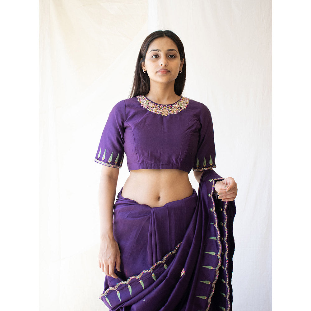Tatwa Designs Purple Raat Chandani Chanderi Blouse