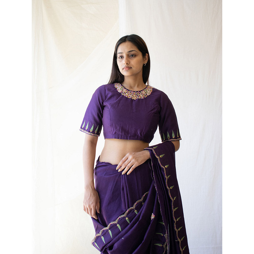 Tatwa Designs Purple Raat Chandani Chanderi Blouse