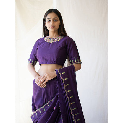 Tatwa Designs Purple Raat Chandani Chanderi Blouse