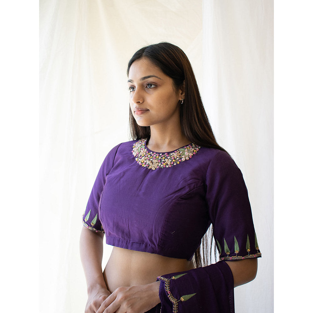 Tatwa Designs Purple Raat Chandani Chanderi Blouse