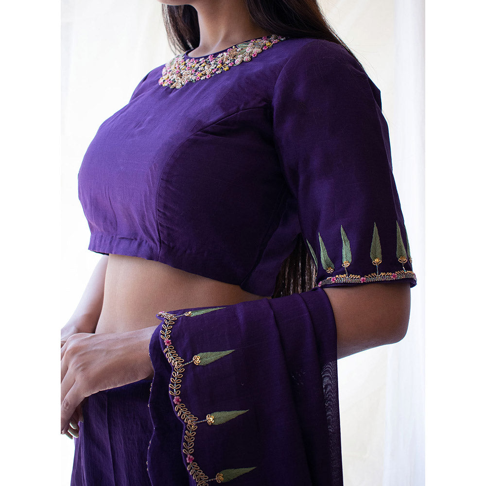 Tatwa Designs Purple Raat Chandani Chanderi Blouse