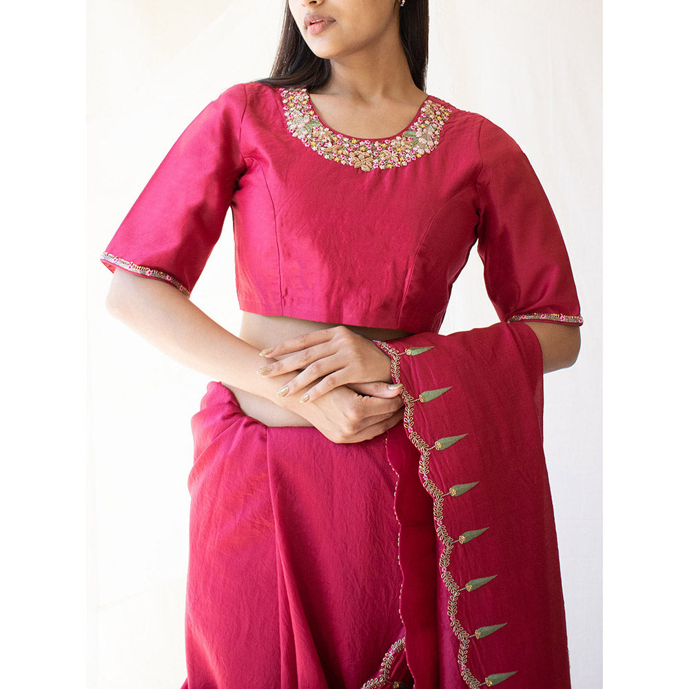 Tatwa Designs Magenta Pink Raat Chandani Chanderi Blouse