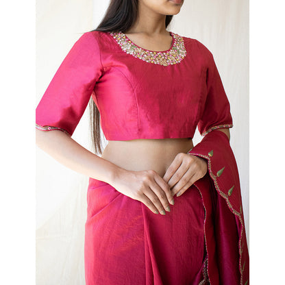 Tatwa Designs Magenta Pink Raat Chandani Chanderi Blouse
