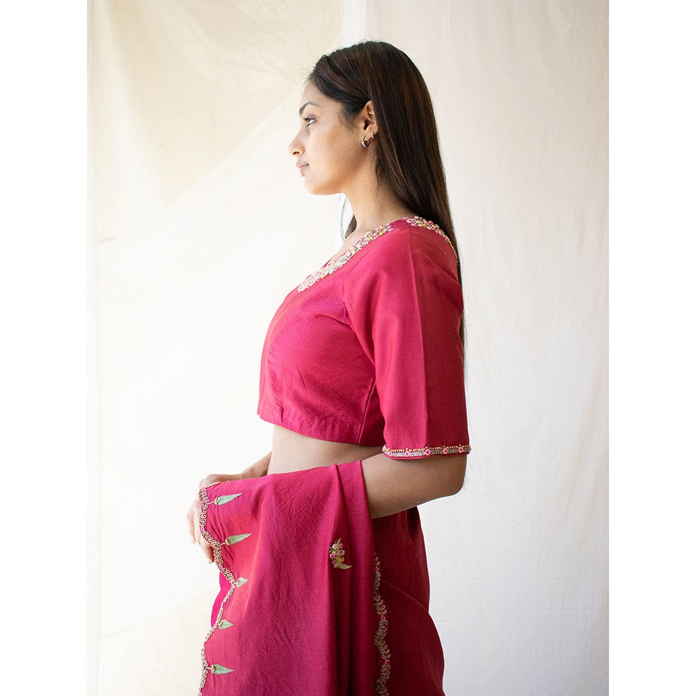 Tatwa Designs Magenta Pink Raat Chandani Chanderi Blouse