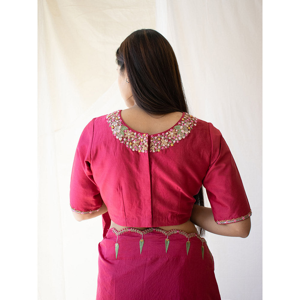 Tatwa Designs Magenta Pink Raat Chandani Chanderi Blouse