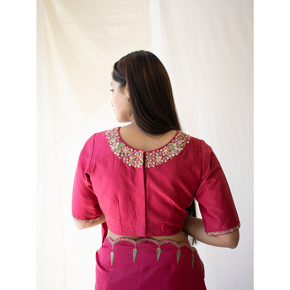 Tatwa Designs Magenta Pink Raat Chandani Chanderi Blouse