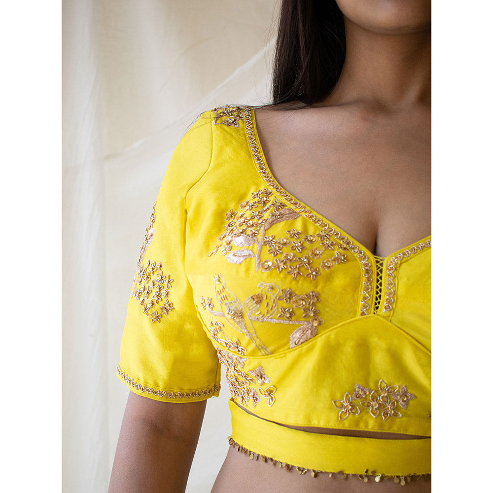 Tatwa Designs Neon Yellow Heritage Chanderi Blouse