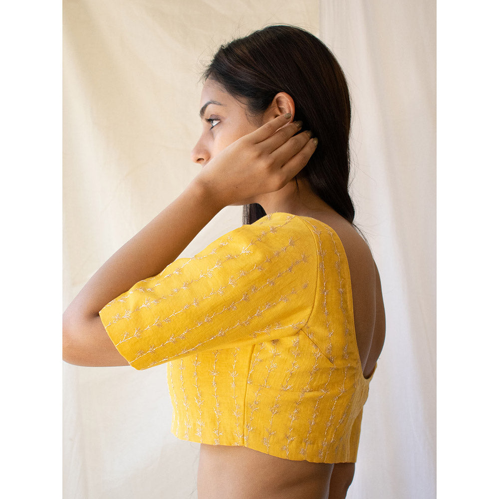 Tatwa Designs Mustard Zari Chanderi Blouse