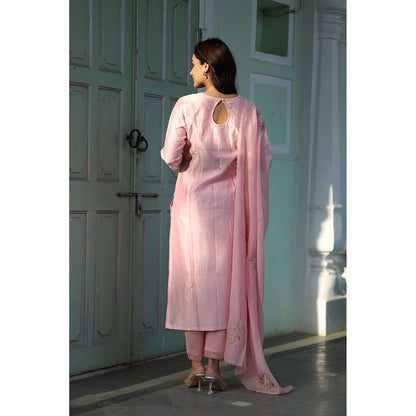 Tatwa Designs Blush Pink Half Lily Kurta with Pant & Dupatta (Set of 3)