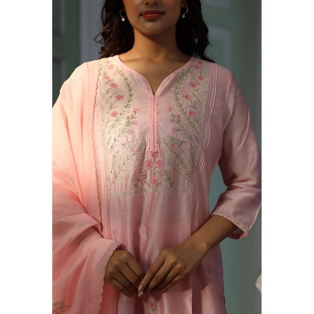 Tatwa Designs Blush Pink Half Lily Kurta with Pant & Dupatta (Set of 3)