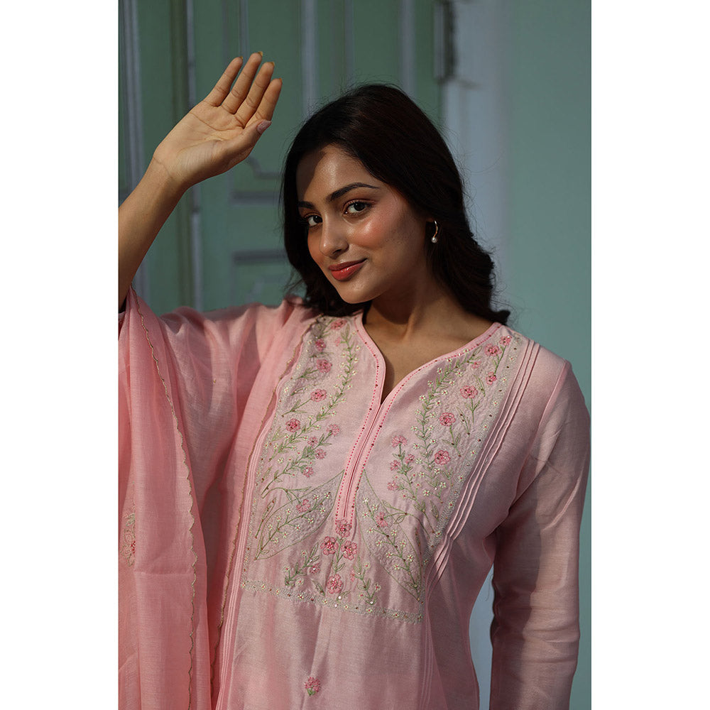 Tatwa Designs Blush Pink Half Lily Kurta with Pant & Dupatta (Set of 3)