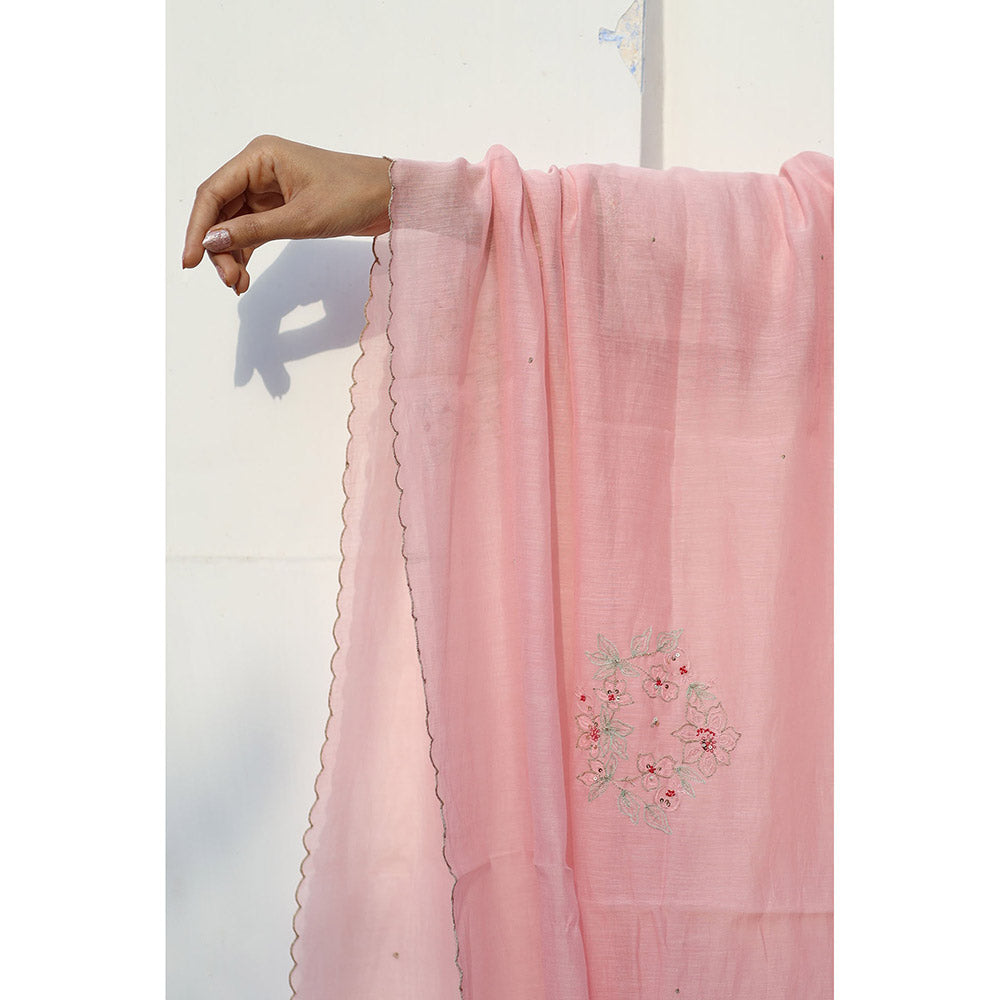 Tatwa Designs Blush Pink Half Lily Kurta with Pant & Dupatta (Set of 3)