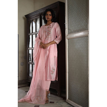 Tatwa Designs Blush Pink Dream Garden Kurta with Pant & Dupatta (Set of 3)