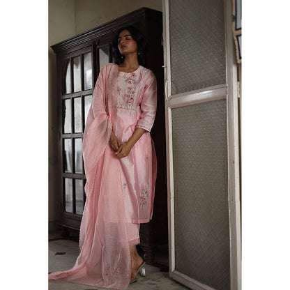 Tatwa Designs Blush Pink Dream Garden Kurta with Pant & Dupatta (Set of 3)