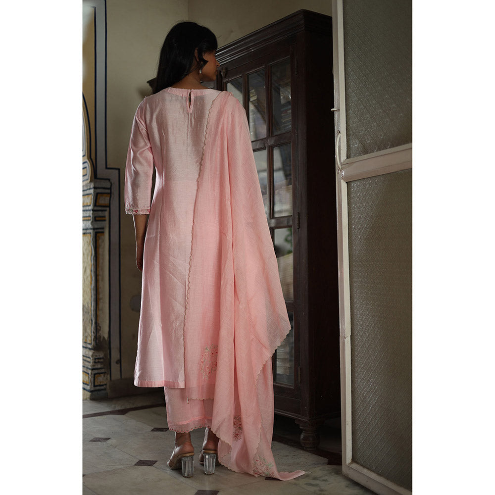 Tatwa Designs Blush Pink Dream Garden Kurta with Pant & Dupatta (Set of 3)