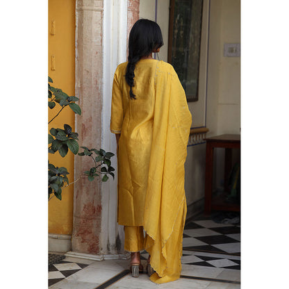 Tatwa Designs Mustard Guldasta Heritage Kurta with Pant & Dupatta (Set of 3)