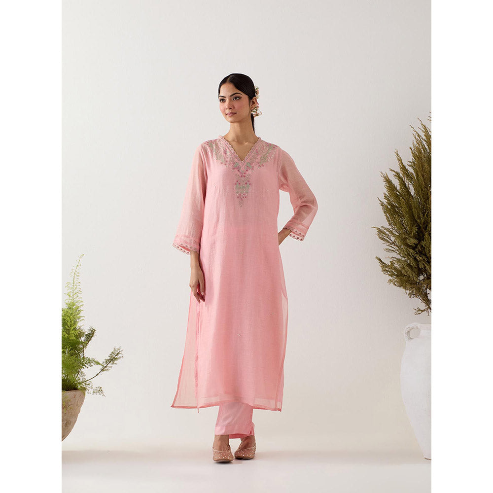 Tatwa Designs Blush Pink Songbird Kurta with Pant (Set of 2)