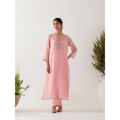 Tatwa Designs Blush Pink Songbird Kurta with Pant (Set of 2)