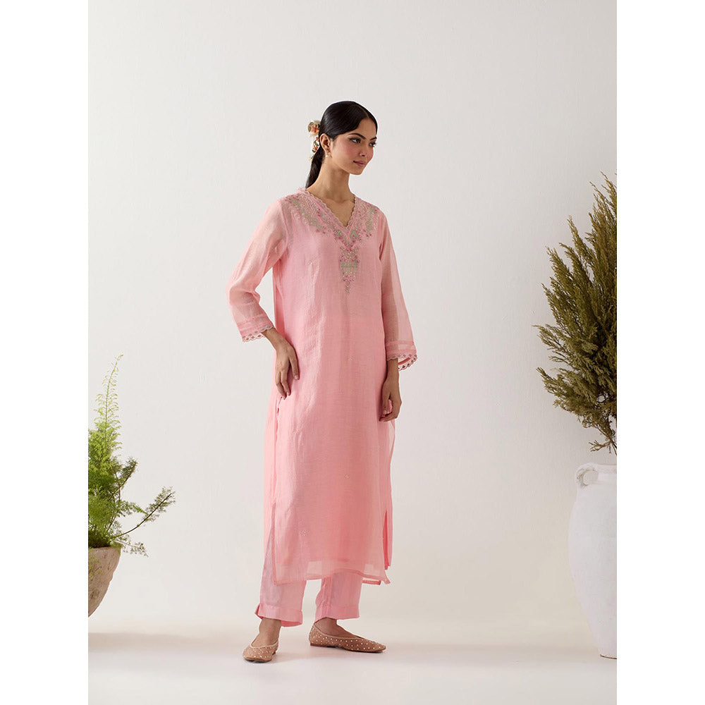 Tatwa Designs Blush Pink Songbird Kurta with Pant (Set of 2)
