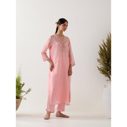 Tatwa Designs Blush Pink Songbird Kurta with Pant (Set of 2)