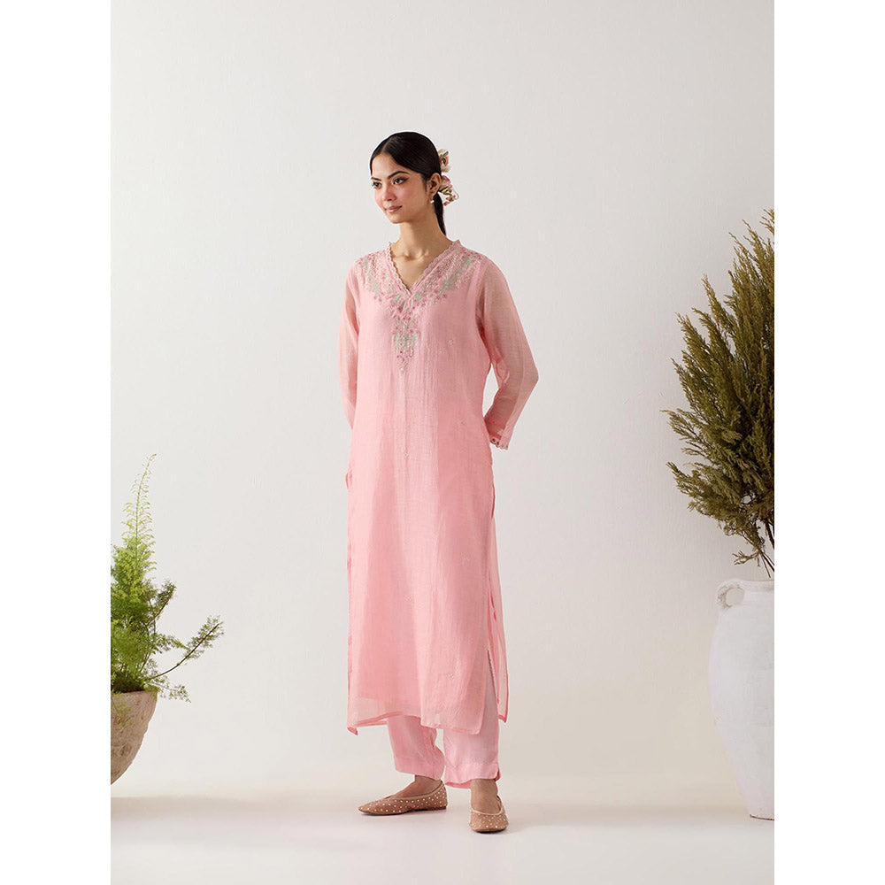 Tatwa Designs Blush Pink Songbird Kurta with Pant (Set of 2)