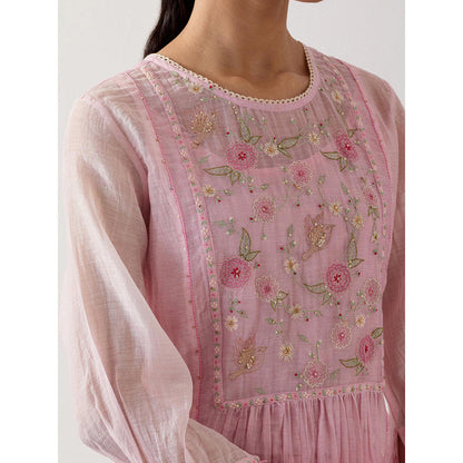 Tatwa Designs Blush Pink Ariel Anarkali Kurta with Pant and Slip (Set of 3)