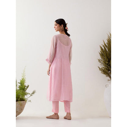 Tatwa Designs Blush Pink Ariel Anarkali Kurta with Pant and Slip (Set of 3)