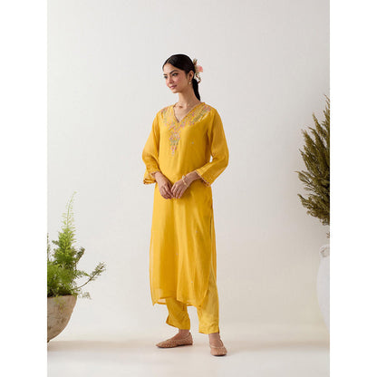 Tatwa Designs Mustard Songbird Kurta with Pant (Set of 2)