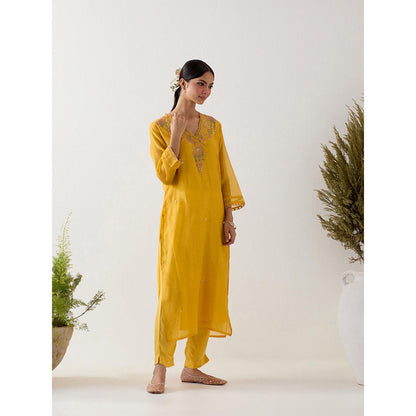 Tatwa Designs Mustard Songbird Kurta with Pant (Set of 2)