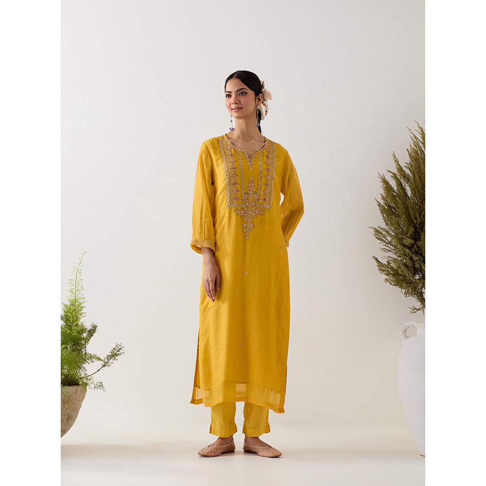 Tatwa Designs Mustard Stardust Kurta with Pant (Set of 2)