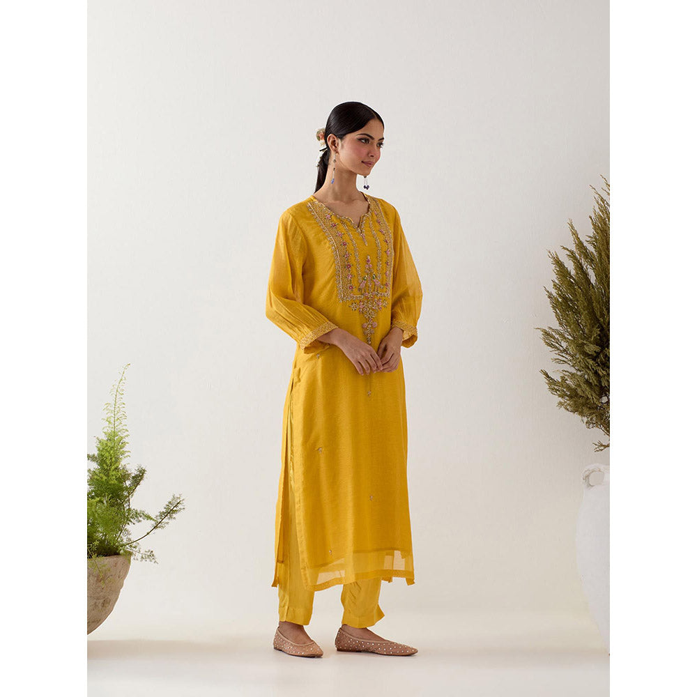 Tatwa Designs Mustard Stardust Kurta with Pant (Set of 2)