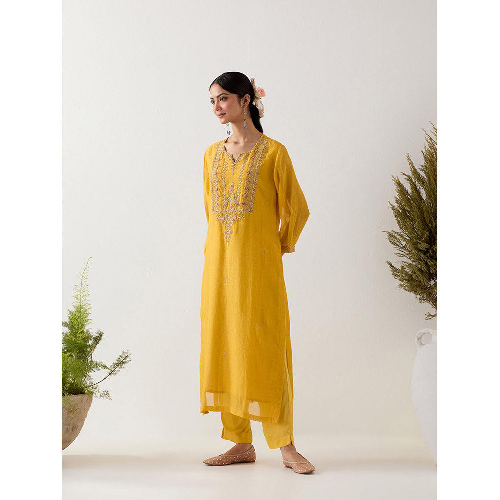 Tatwa Designs Mustard Stardust Kurta with Pant (Set of 2)