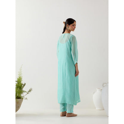 Tatwa Designs Teal Marine Life Kurta with Pant and Slip (Set of 3)