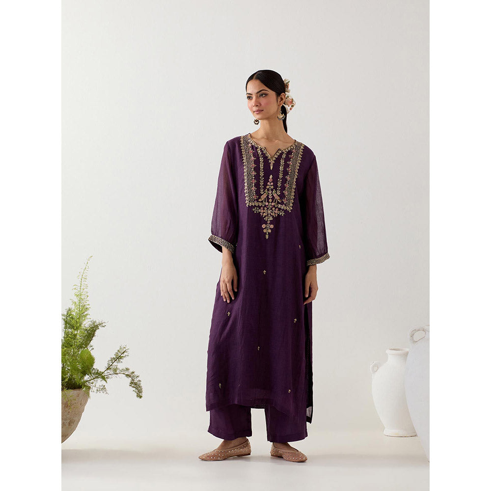 Tatwa Designs Purple Stardust Kurta with Palazzo (Set of 2)