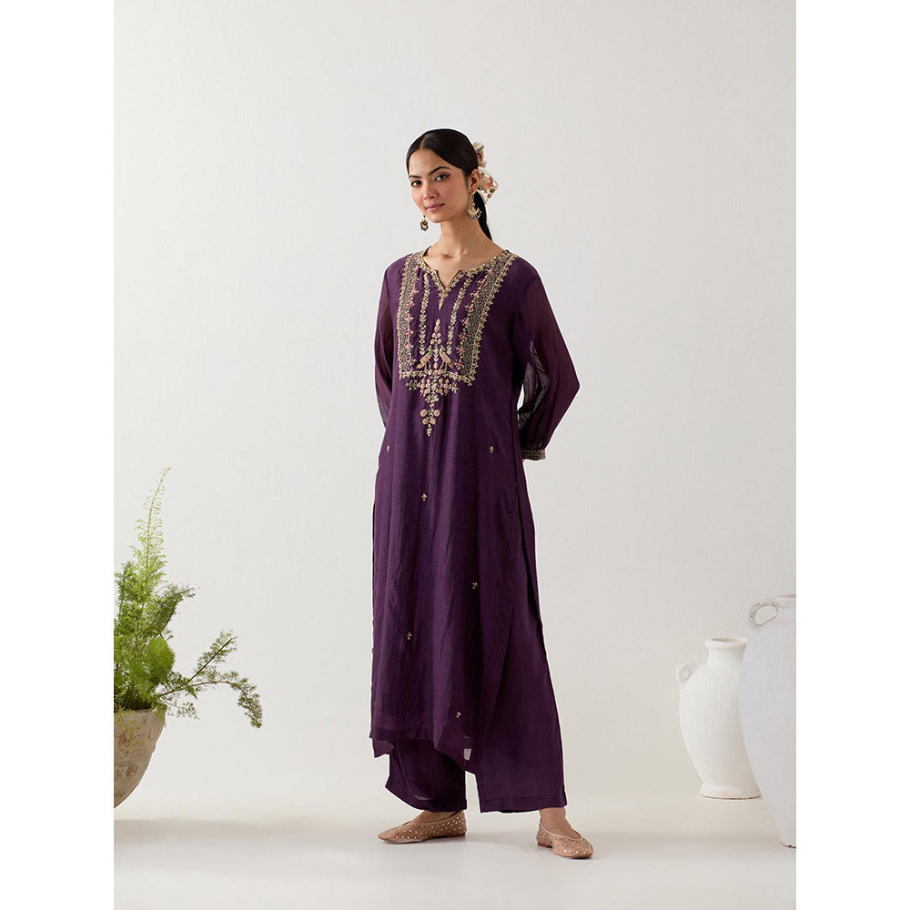 Tatwa Designs Purple Stardust Kurta with Palazzo (Set of 2)