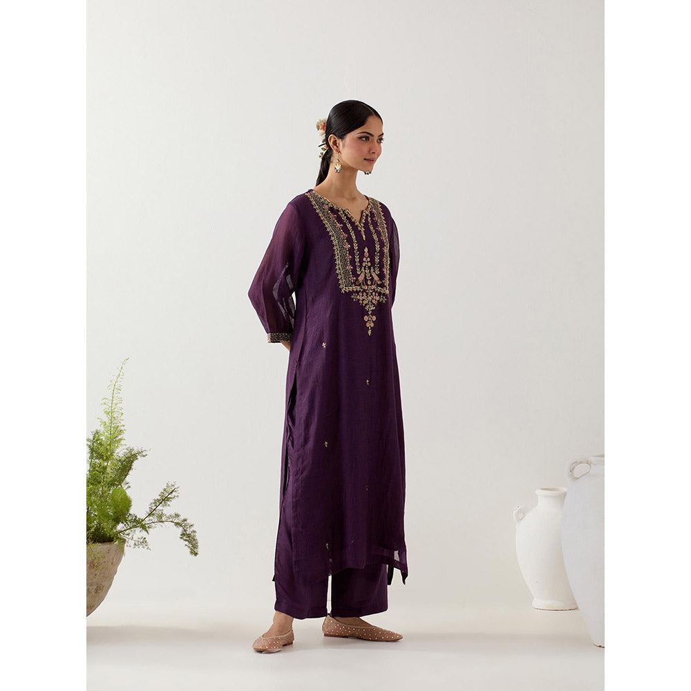 Tatwa Designs Purple Stardust Kurta with Palazzo (Set of 2)