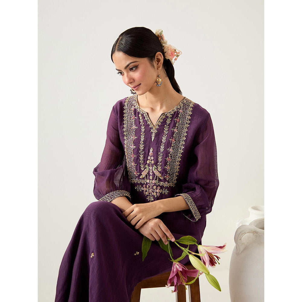 Tatwa Designs Purple Stardust Kurta with Palazzo (Set of 2)