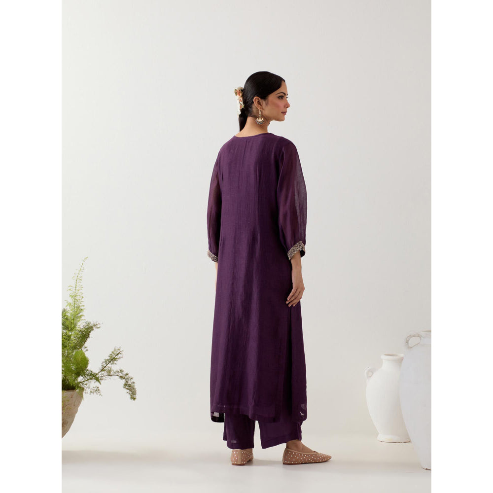 Tatwa Designs Purple Stardust Kurta with Palazzo (Set of 2)