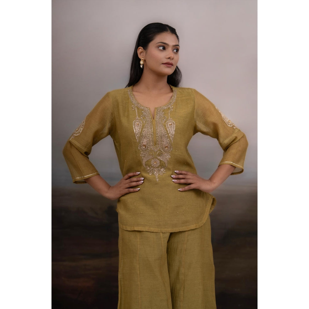 Tatwa Designs Mehendi Olive Kurti with Palazzo (Set of 2)