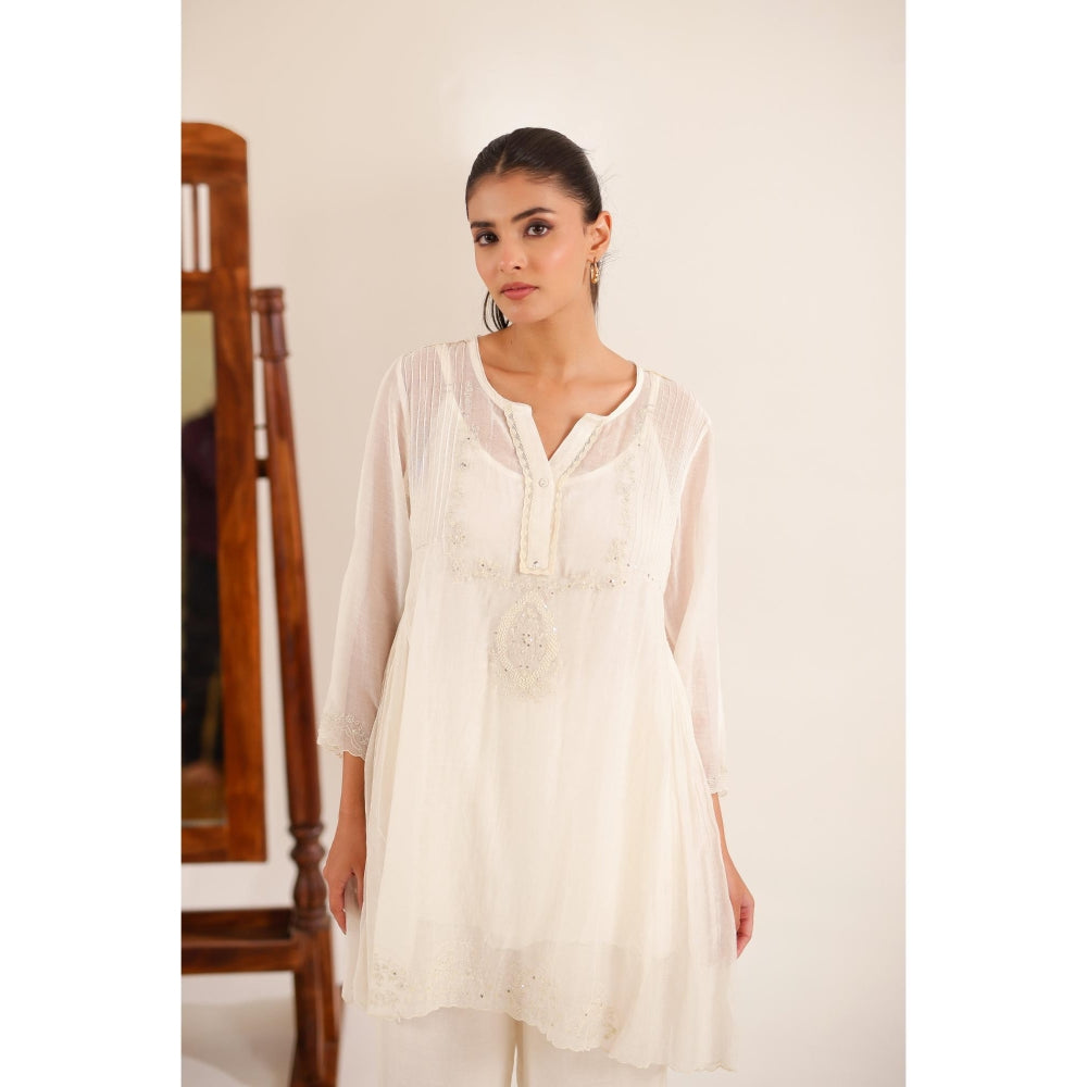 Tatwa Designs Women Ivory Cotton Solid Co-Ord Set
