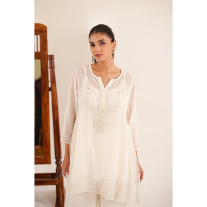 Tatwa Designs Women Ivory Cotton Solid Co-Ord Set